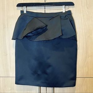 Lanvin black satin peplum front mini skirt